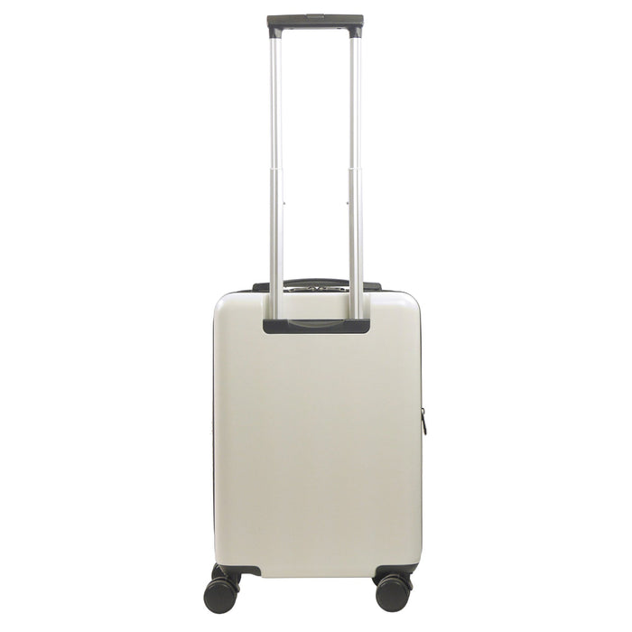 Officially licensed Marvel Deadpool 22.5" white carry-on luggage spinner suitcase featuring Deadpool's signature red & black color to his unmistakable logo.