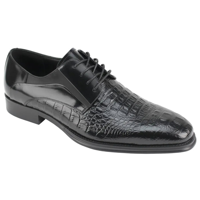 Black alligator texture Oxford dress shoes