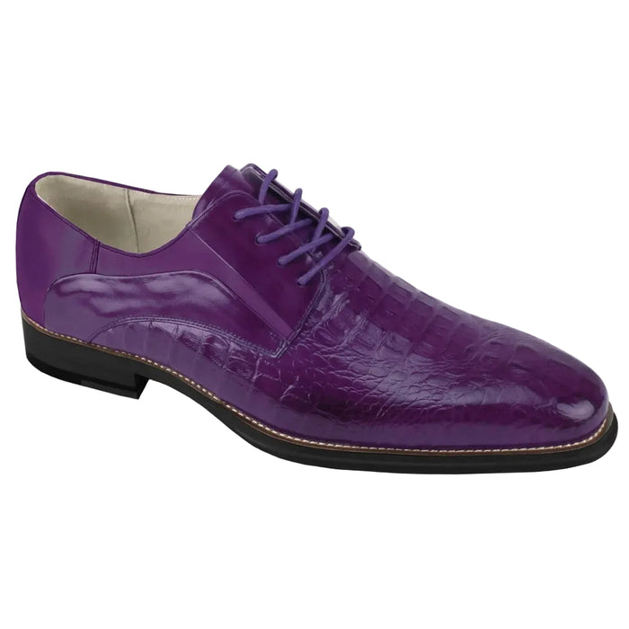 Purple alligator texture Oxford dress shoes