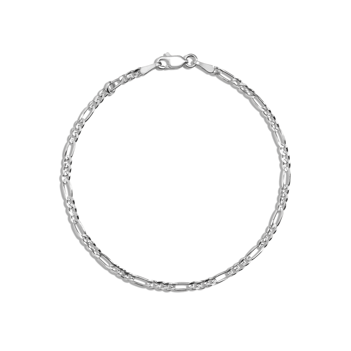 Medium Gold Figaro Chain Bracelet Vermeil 14K White Gold