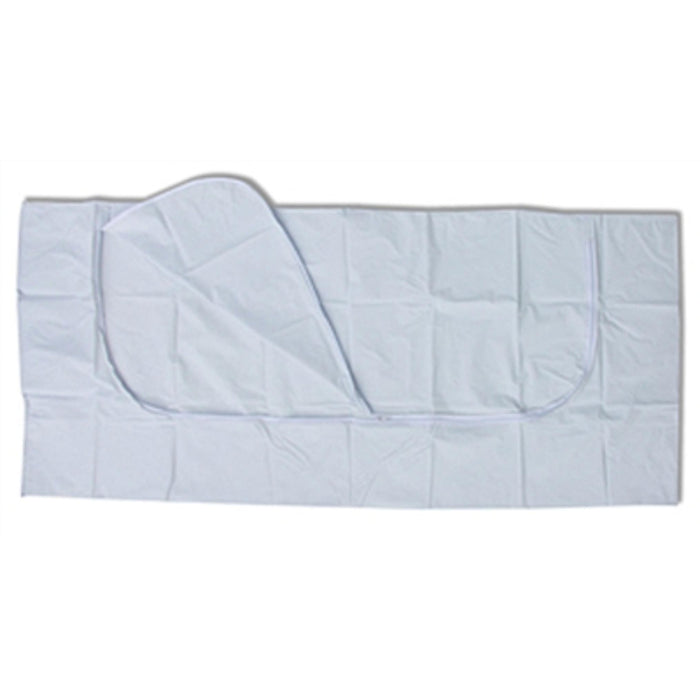 Medium weight pvc body bag with curved zipper used in funeral service operations, from lynch supply