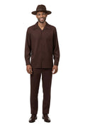 Brown 2 piece men's long sleeve walking suit