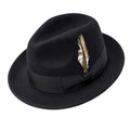 Black men's crushable wool felt snap brim fedora