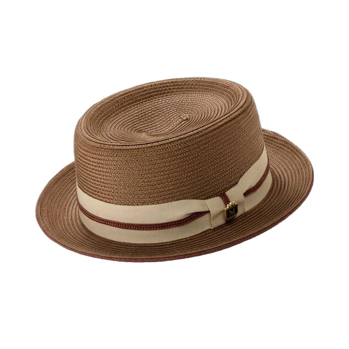 Cappuccino men's braided pork pie hat