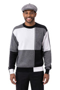 Black and white men's color block knit sweater