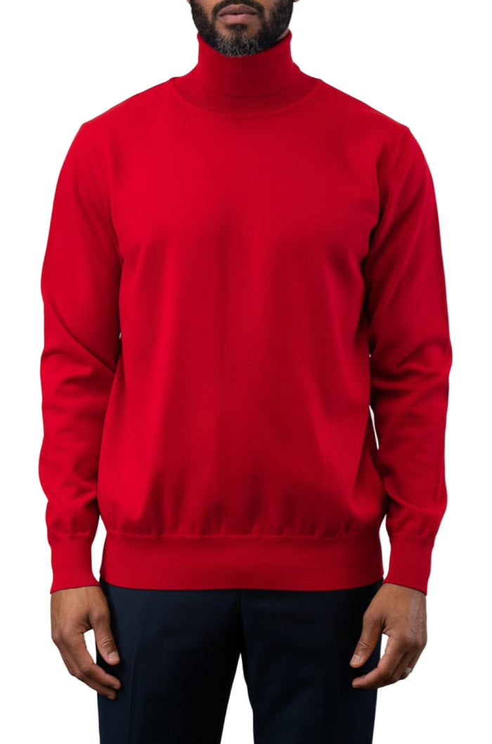 Red men's turtleneck sweater