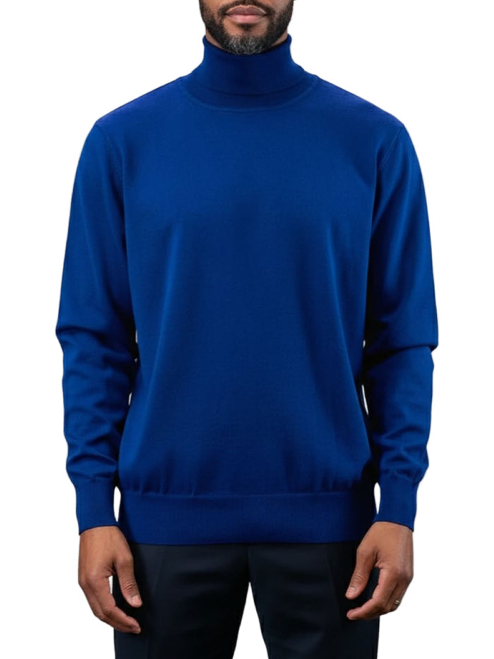 Royal blue men's turtleneck sweater