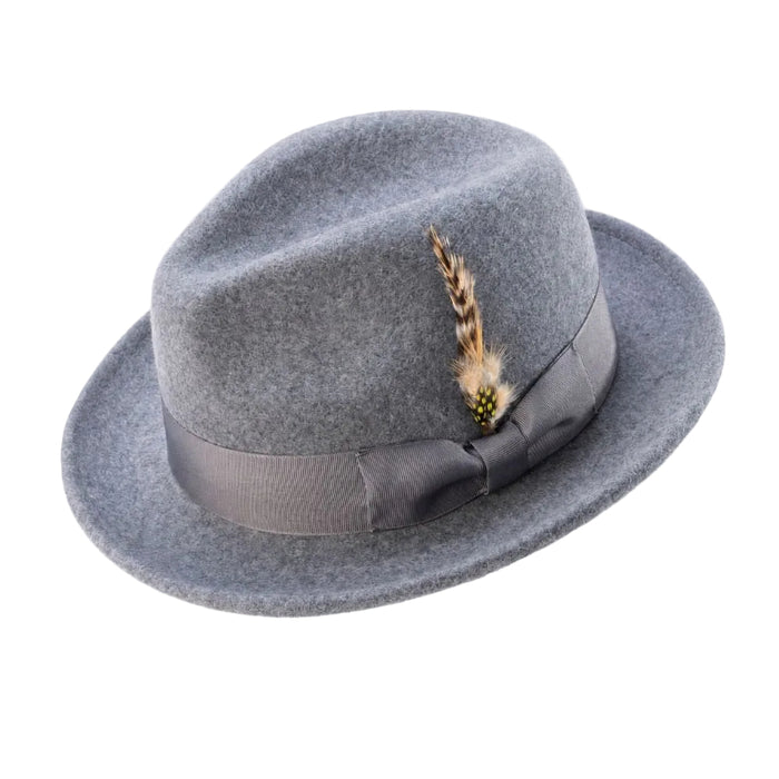 Gray men's crushable wool felt snap brim fedora