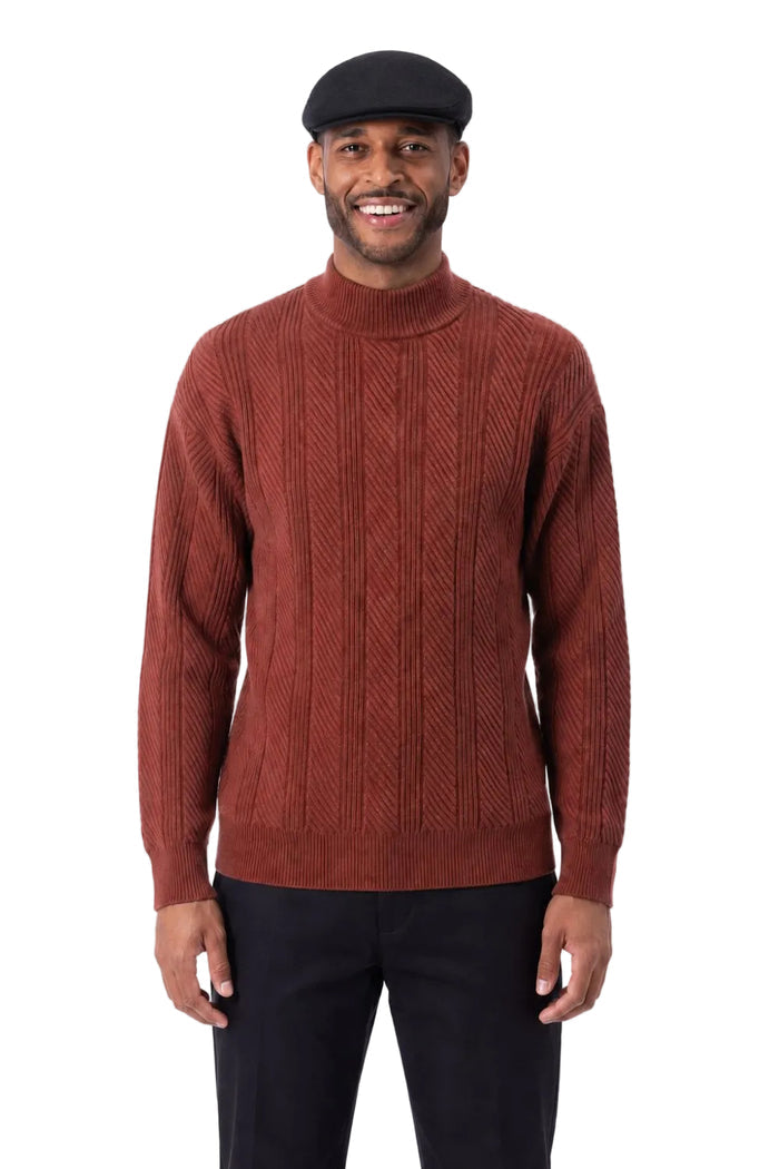 Cognac men's knit crew neck sweater