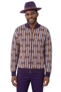 Plum men's full zip geometric diamond sweater