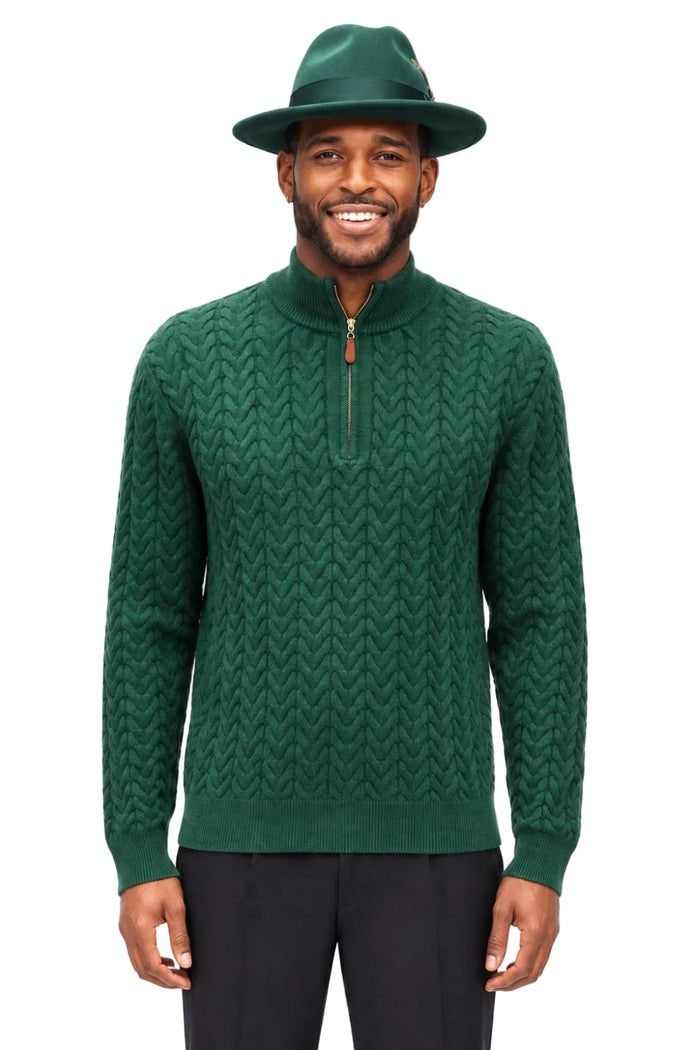 Emerald men's quarter zip knit sweater