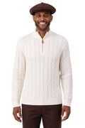Ivory men's quarter zip knit sweater