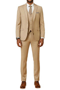 Tan slim fit 3 piece men's suit