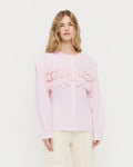 Merritt Top button-down shirt in pale pink cotton and Molly Workwear Pant in natural denim.