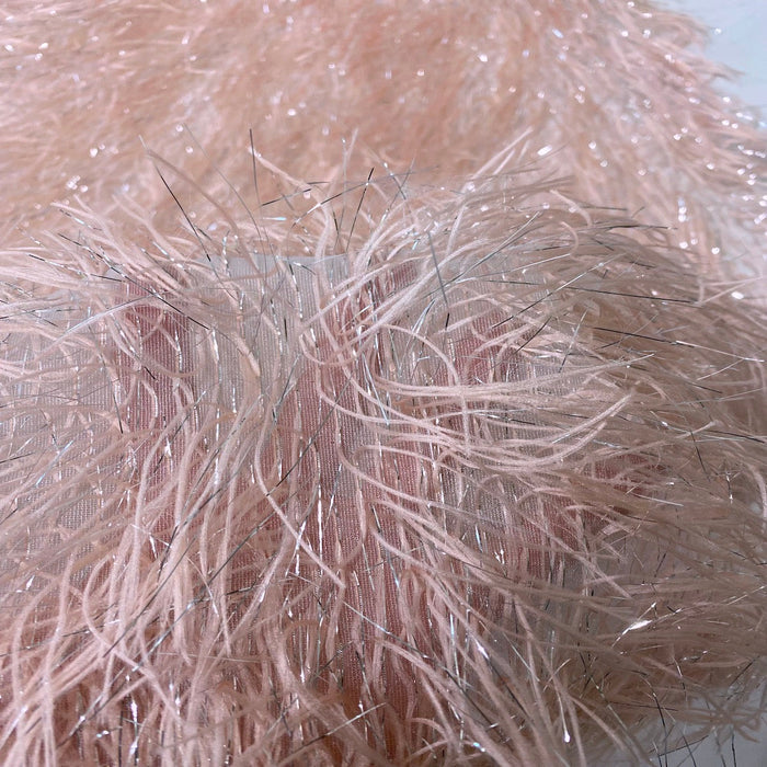 Metallic Faux Fur Tinsel Ostrich Feather Fabric