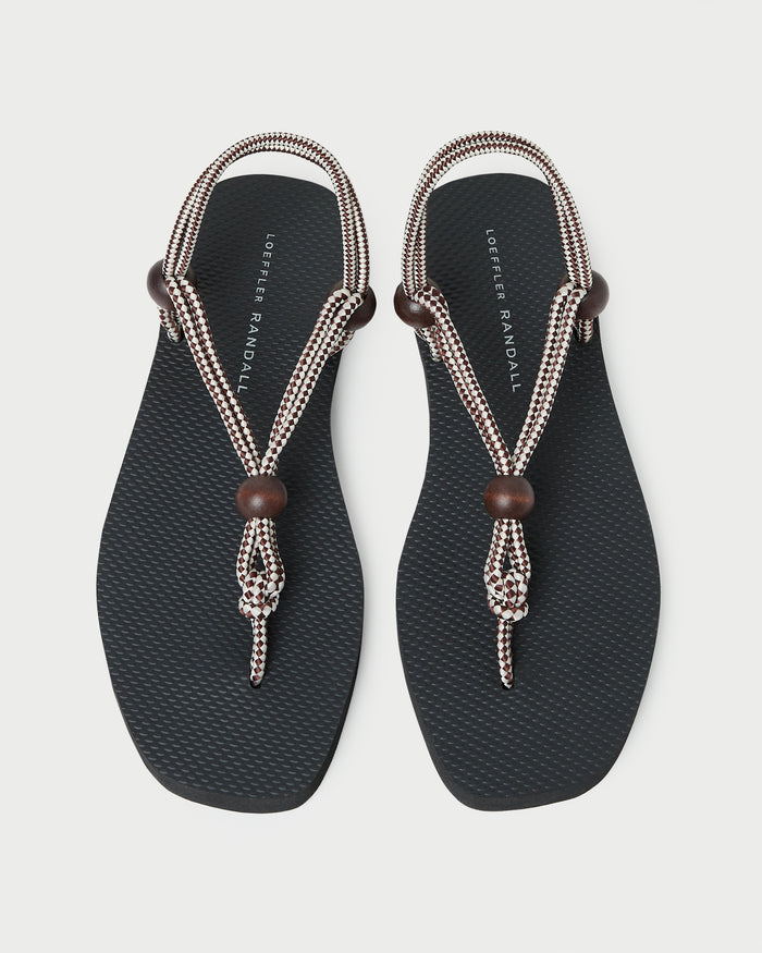 Mika Brown/Cream Sport Sandal with black rubber sole and brown/cream rope.
