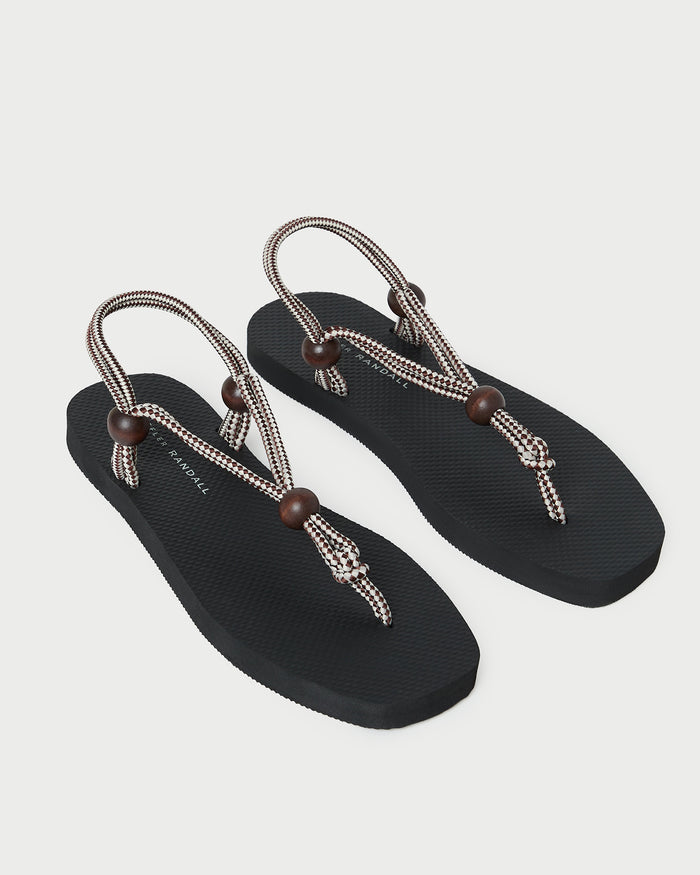 Mika Brown/Cream Sport Sandal with black rubber sole and brown/cream rope.
