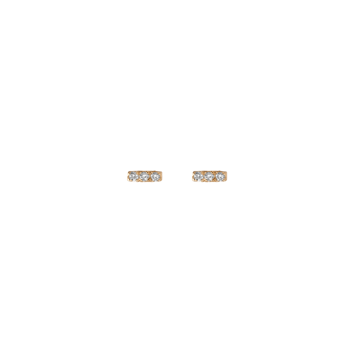 Mini Black Diamond Bar Earring Yellow Gold Vermeil 14k Yellow Gold 18k Yellow Gold White Diamonds     Front First Pair | Single |