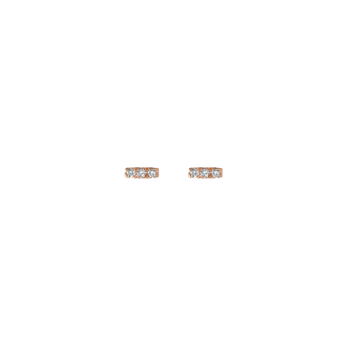 Mini Black Diamond Bar Earring Rose Gold Vermeil 14k Rose Gold 18k Rose Gold White Diamonds     Front First Pair | Single |