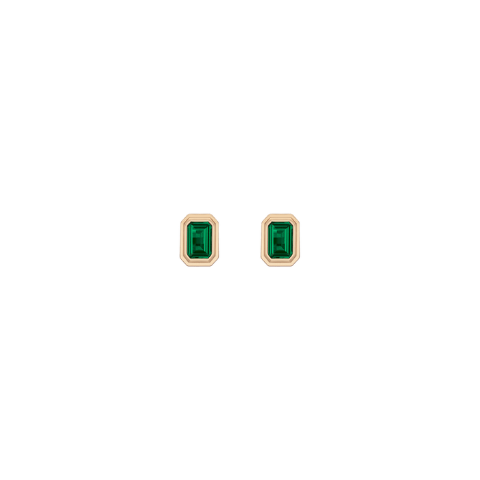 Mini Emerald Heirloom Stud Earrings Vermeil 14k 18k Yellow Gold Pair First