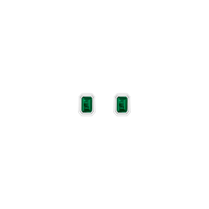 Mini Emerald Heirloom Stud Earrings Vermeil 14k 18k White Gold Pair First