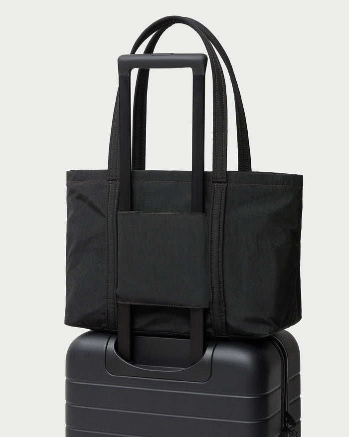 Mira Black Everyday Tote Bag in water-resistant nylon.