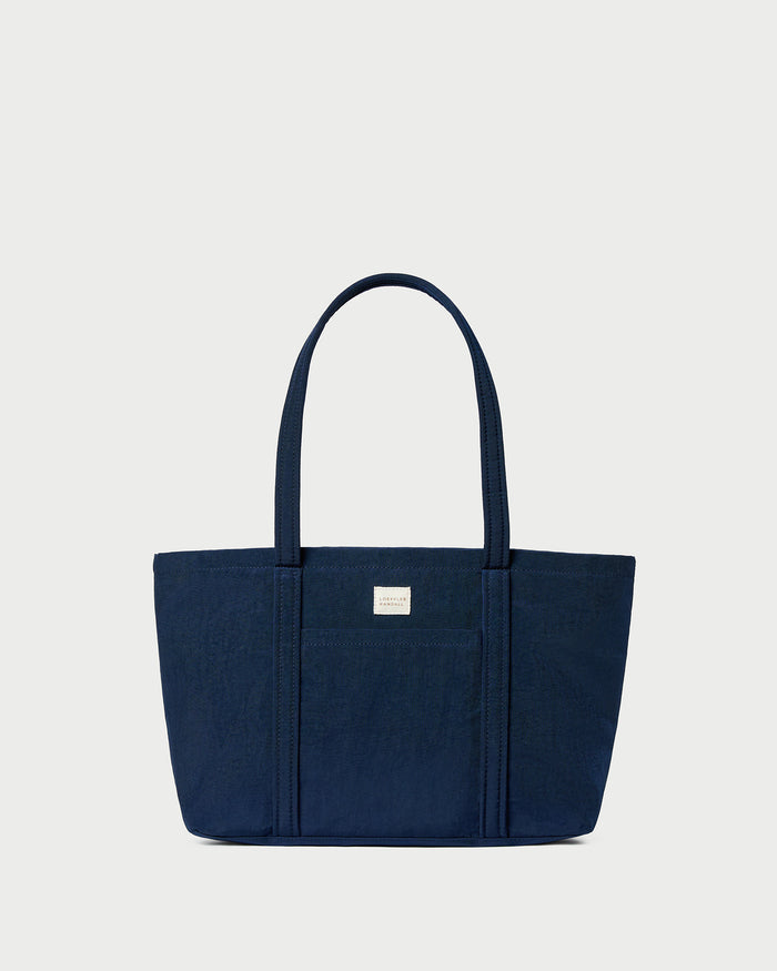 Mira Navy Everyday Tote Bag in navy water-resistant nylon.