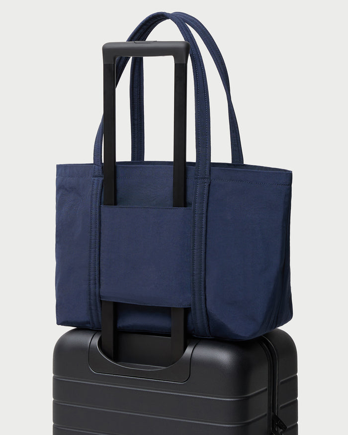 Mira Navy Everyday Tote Bag in navy water-resistant nylon.