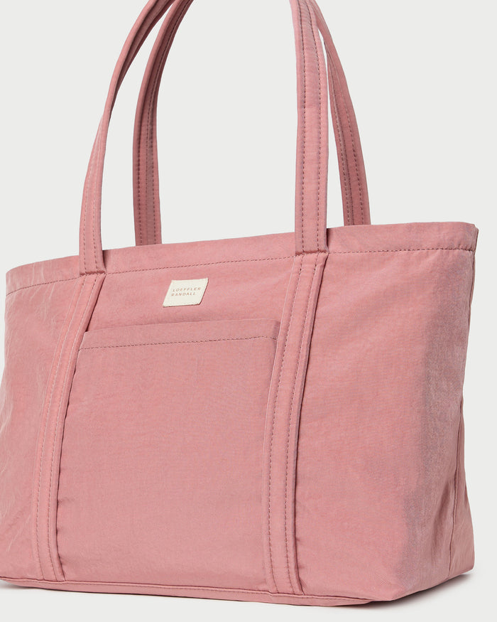 Mira Pink Everyday Tote in pink water-resistant nylon.