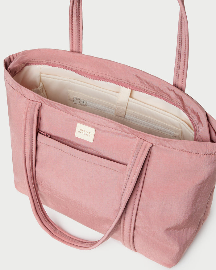 Mira Pink Everyday Tote in pink water-resistant nylon.