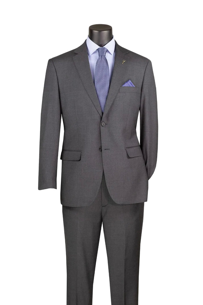 Charcoal modern fit men's wool single breasted suit
