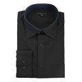 Black modern fit men's dress shirt with convertible cuff