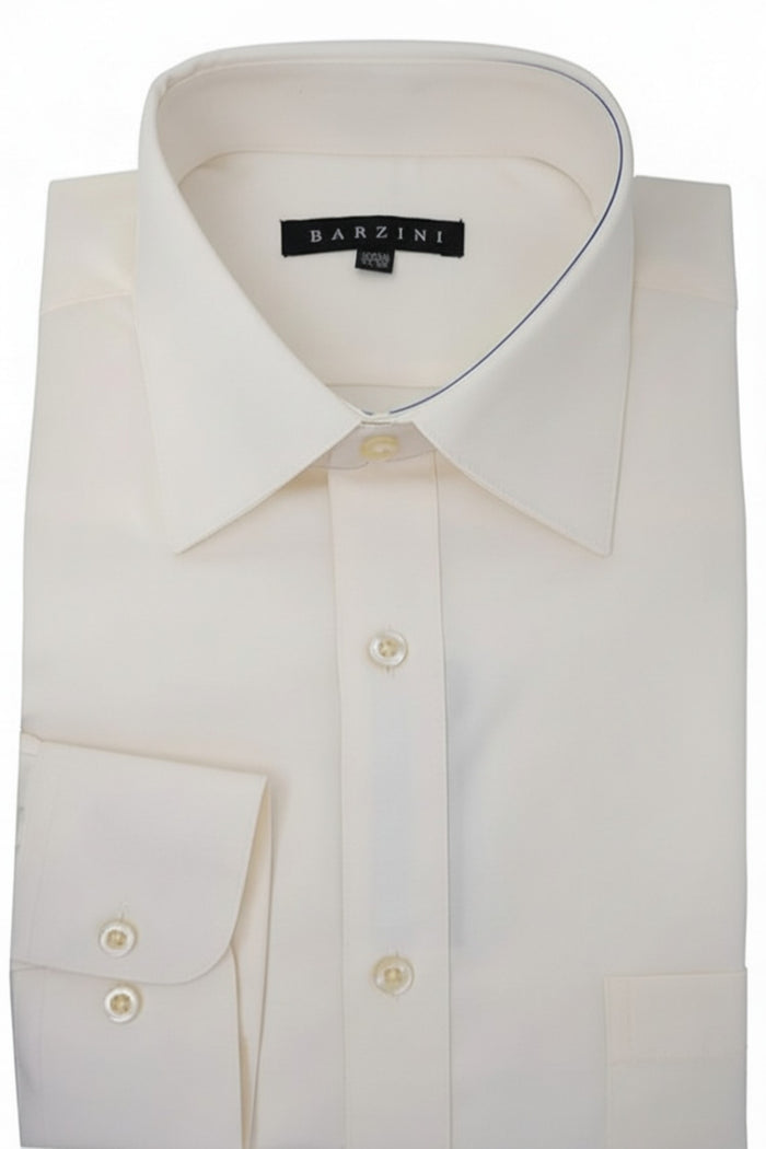 Ivory modern fit men's dress shirt with convertible cuff