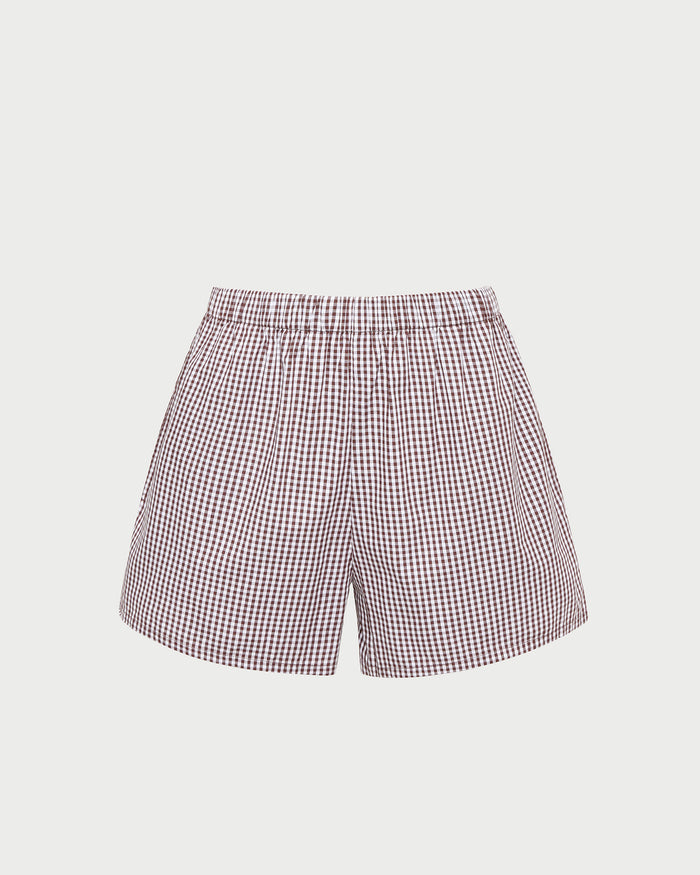 Moxie Short in dark brown/cream gingham cotton.