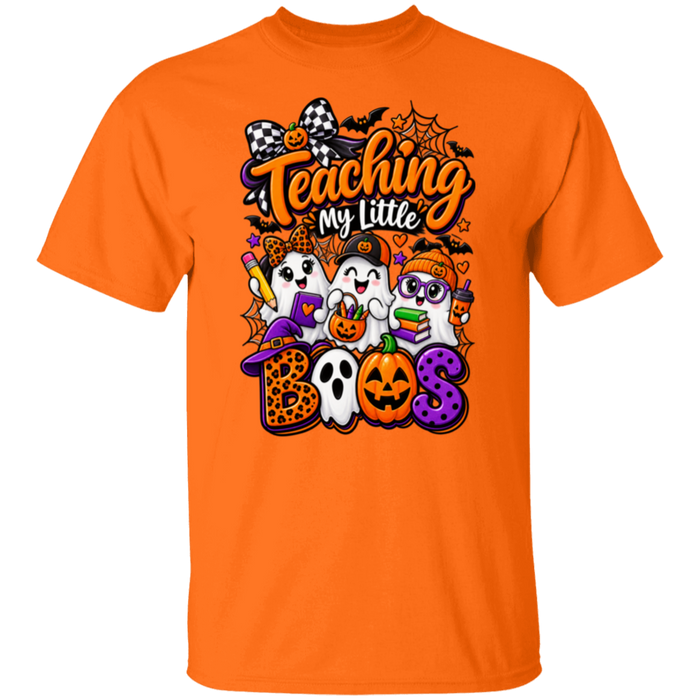 My Little Boos Halloween teacher T-shirt - orange