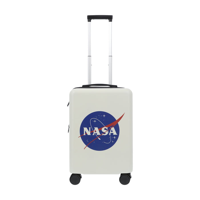 White NASA 22.5" carry-on spinner suitcase rolling luggage by Ful