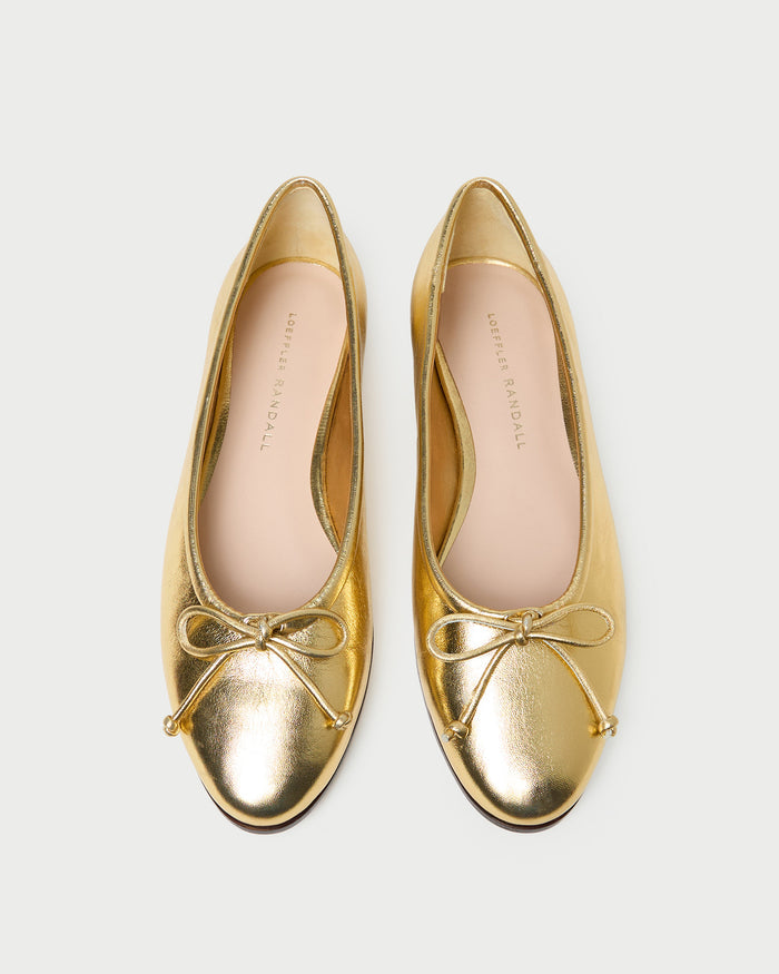 Noelle Champagne Ballet Flat in champagne leather.