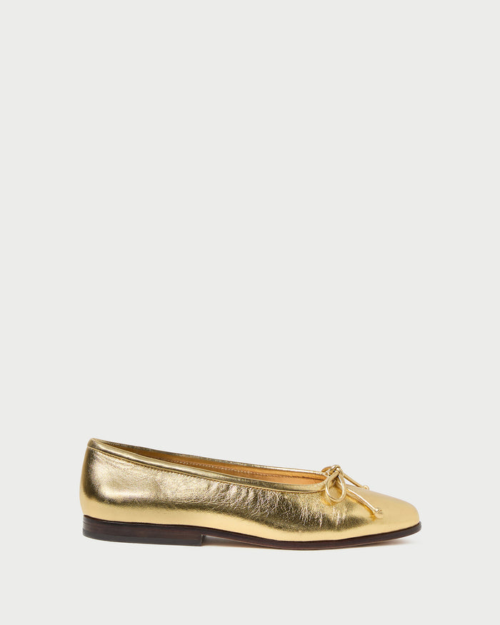 Noelle Champagne Ballet Flat in champagne leather.