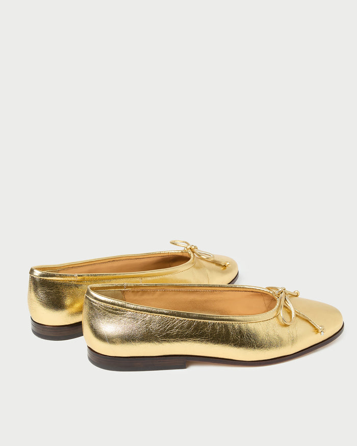 Noelle Champagne Ballet Flat in champagne leather.