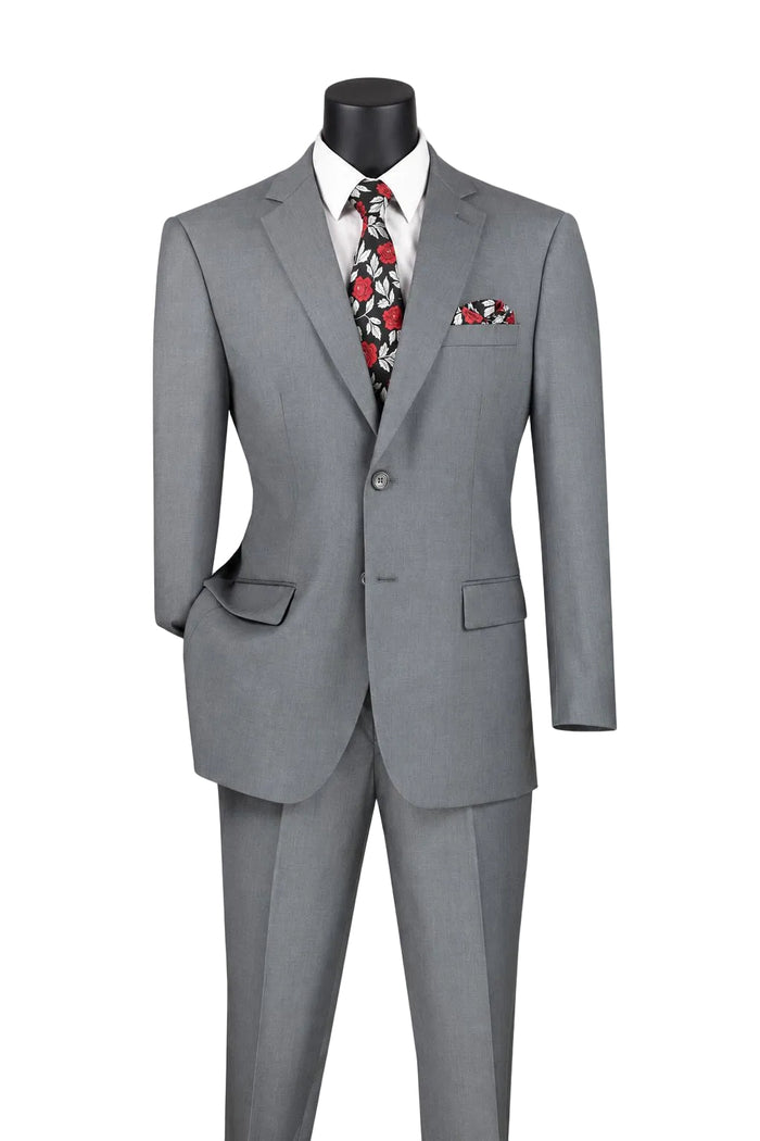 Nola Collection - Medium Gray Regular Fit 2 Piece Suit With Adjustable Waistband Pants