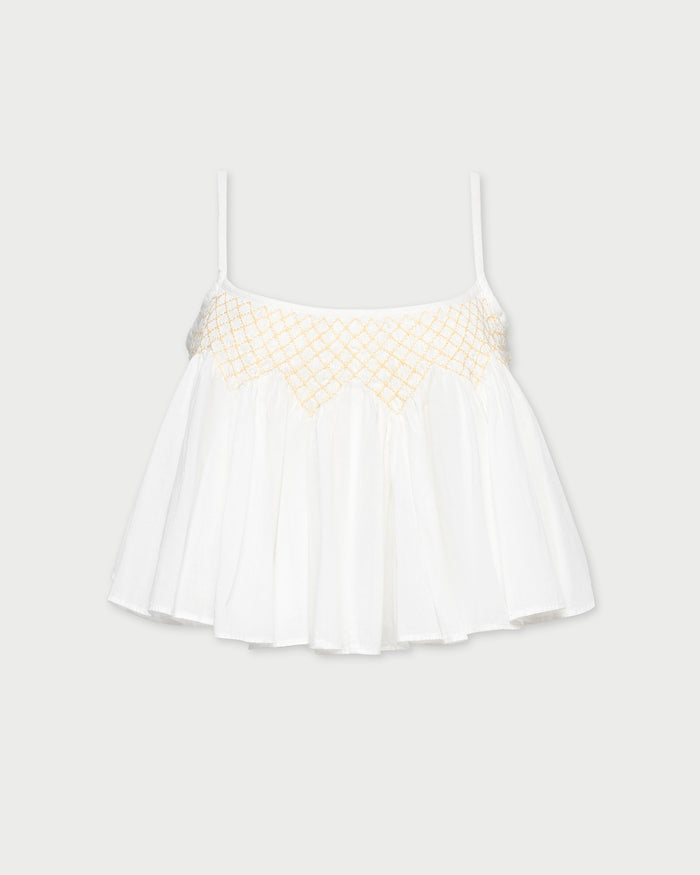 Nola Top in cream cotton.