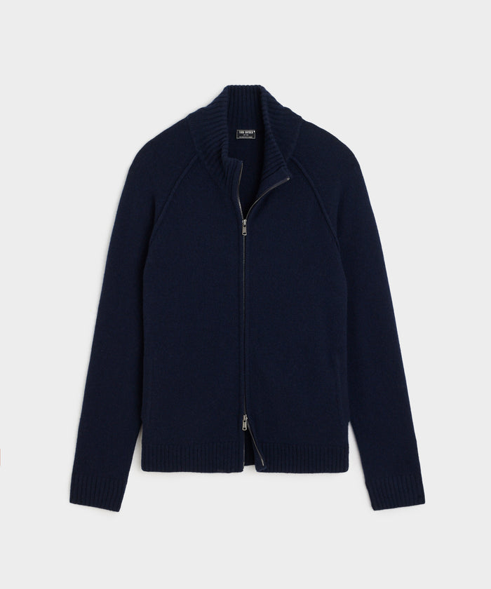 Nomad Cashmere Full-Zip Sweater in Navy