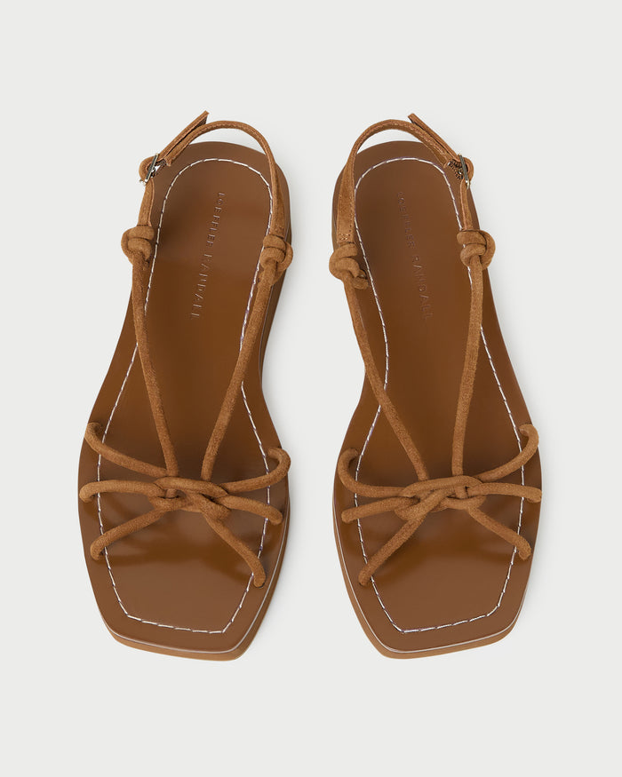 Nomi Platform Sandal in cacao suede.