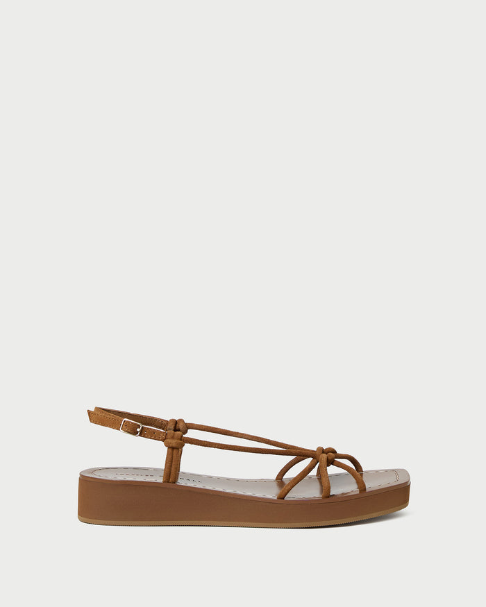 Nomi Platform Sandal in cacao suede.