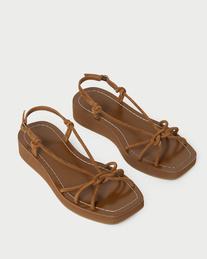 Nomi Platform Sandal in cacao suede.