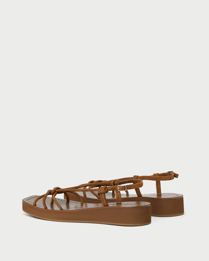Nomi Platform Sandal in cacao suede.