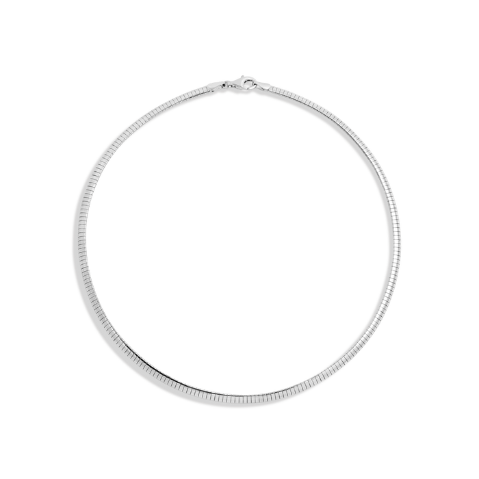 Omega Chain Necklace Vermeil White Gold 4mm