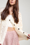 Openwork Heart Pattern Cardigan - 8168