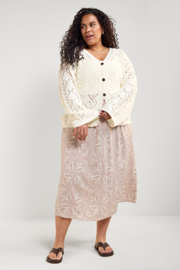 Openwork Heart Pattern Cardigan - 8168
