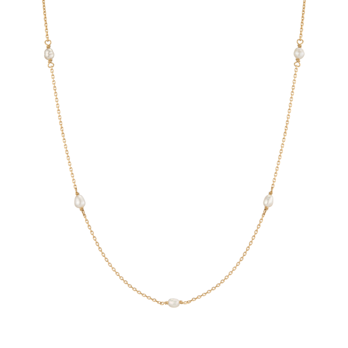 Endless Pearl Station Necklace Vermeil 14k 18k Yellow Gold First